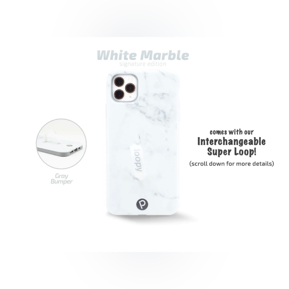 White Marble Loopy Case for the iPhone 11 Pro Max (Lefty)